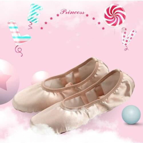 Satin Girl Ballet Shoes Round Toe Indoor Yoga Shoes Comfortable Adult Girls Soft Split Sole Satin Dance For Children