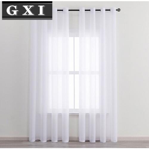 GXI Solid Color White Sheer Curtains Elegant Voile Drapes Treatment for Kitchen Bedroom Living Room Wedding Decor 2 Panels