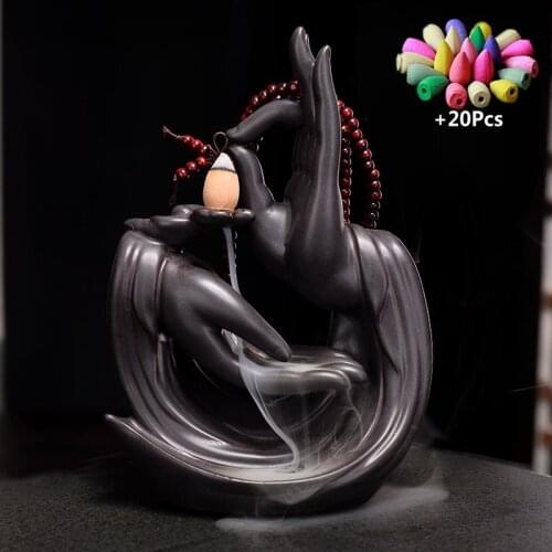 Blessing All The Buddhas Hand Fingers Backflow Incense Burner Creative Home Office Decor Handicraft Ceramic Censer Holder