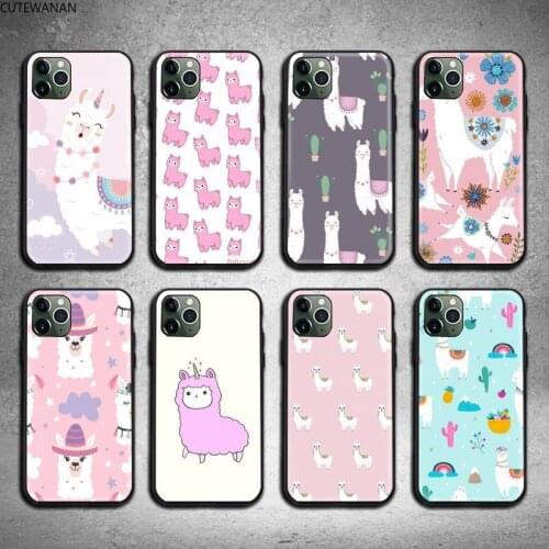 Llama Alpaca pattern Phone Case For iphone 12 11 Pro Max Mini XS Max 8 7 6 6S Plus X 5S SE 2020 XR cover