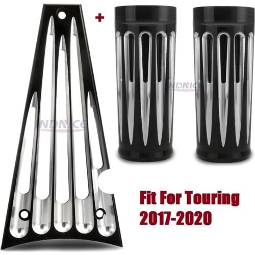 BLACK Deep edge cut Frame Grille 2'' extended Fork slider boots covers fit For harley Road King Special FLHRXS 2017-2020 Street