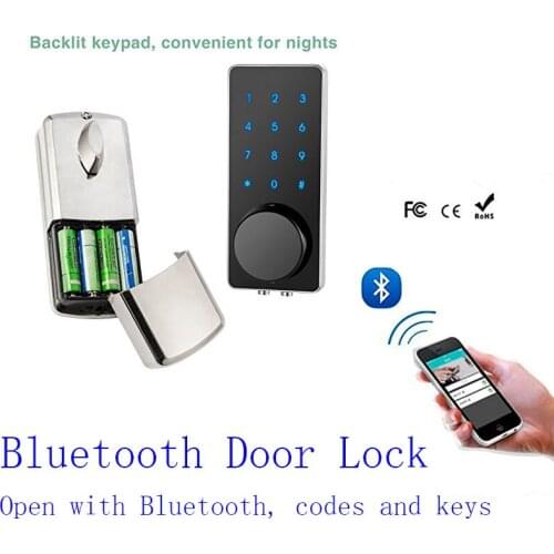 Electronic Keyless Back-lighted Keypad Door Lock Unlock With Bluetooth, Code or Key smart door lock