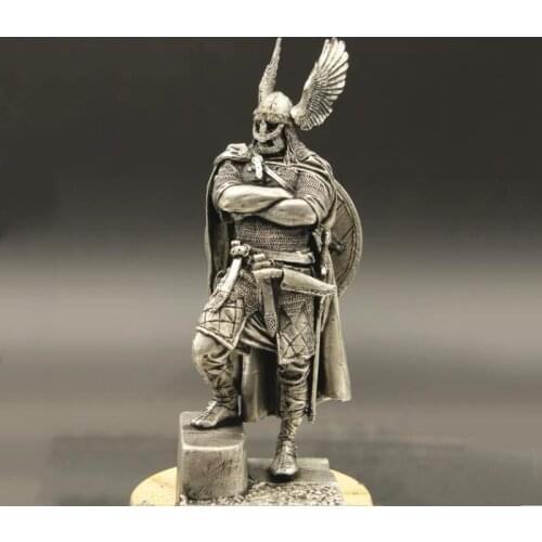 Barbarian Tribes Viking Chief Statue 1/24 75mm Tin Metal Masked Wings Helmet Armor Small Soldier Model Handwork Home Decoration