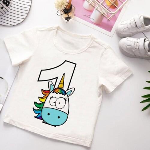 New Kids Boys Girls Summer Birthday T-shirts Short Sleeved T Shirt Size 0 1 2 3 4 5 6 7 8 9 Year Children Cute Clothing Tees Top