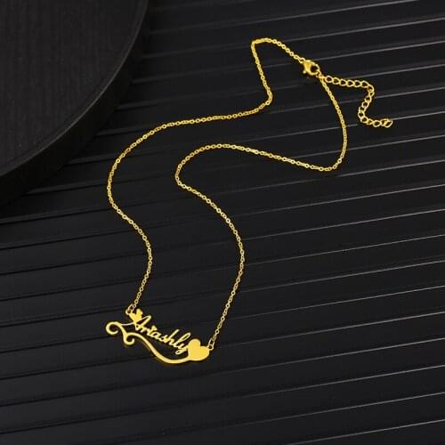 Customized Nameplate Necklaces Stainless Steel Heart Pendant Choker Personalized Name Necklace For Women Charm Jewelry