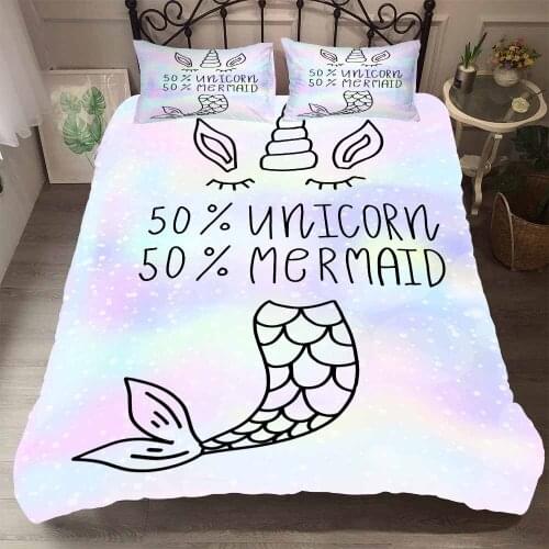 3D Cartoon Bedding Set for Kids/Baby/Children/Boy/Girl,Mermaid Duvet Cover Set USA Queen King Size Quilt/Blanket Cover Set