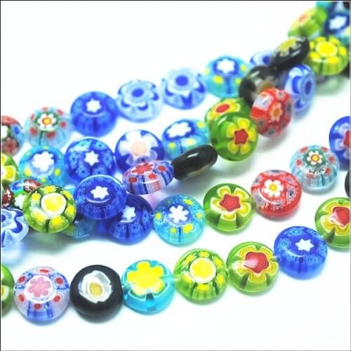 38pcs glass beads round coin shape beads strings for bracelets making accessories size 10mm single flower beads accessories