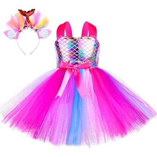 Princess Mermaid Dress for Girls Birthday Party Clothes Kids Tutu Dresses for Girls Carnival Halloween Cosplay Mermaid Costume