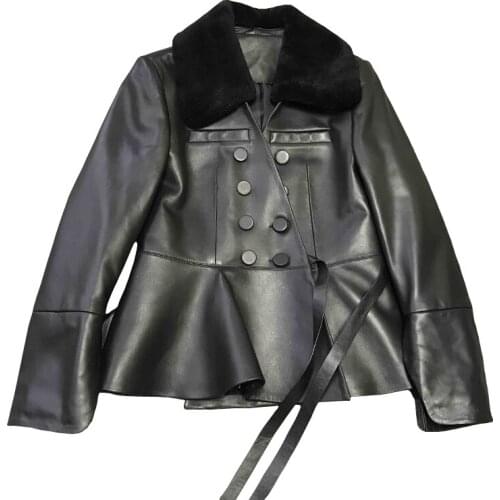 100% Real Sheepskin Coat Female Autumn Winter Clothes 2020 Korean Wool Fur Collar Genuine Leather Jacket Chaqueta Mujer LW2143