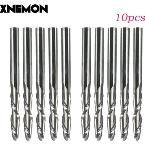 Best Quality10Pcs 1/8" 2 Flutes Carbide Ball Nose End Mills CNC bits Length 38mm Mainly used in cutting and engraving