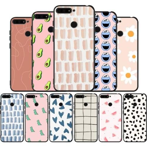 Cute patterns black Silicone Phone Case For Huawei honor 30 8 8X 9 10 10 Lite 20 Mate 10 20 30 Lite Pro cover