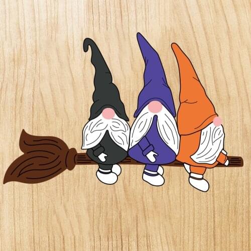 Miss Vintage 3pc Gnome Scrapbook Halloween Broom Metal Die Cut Stencil Decoration Craft Cutting Dies TemplateI