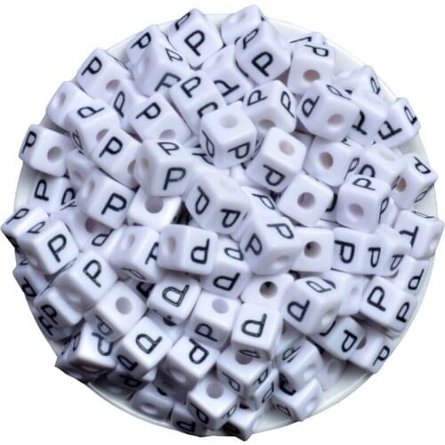 Fashion Acrylic White Alphabet Letter A-Z Single Letters DIY Loose Cube Necklace Jewelry Accessories Spacer Acrylic Beads 10mm
