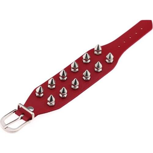 Fashion Faux Leathe Punk Gothic Cuspidal Spikes Rivet Cone Stud Leather Bracelet Wristbands Charm Bangle Fashion Jewelry