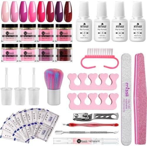 MTSSII Dipping Nail Powder Glitter Powder Pigment For Manicure Nail Art Decorations Accessories File Brush Manicure Tool