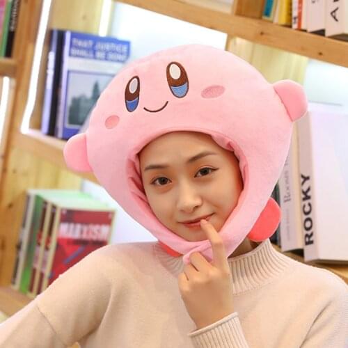 Cartoon Star Kirby Plush Hat Funny Selling Cute Hat Headgear Plush Toy Girl Gift