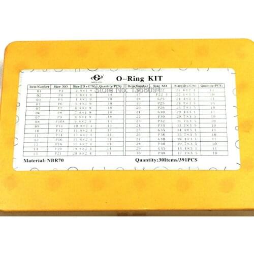 High quality Metric 70 Nitrile Rubber O Ring Set Assortment Kit Auto Oring 391PCS SI-391-YELLOW