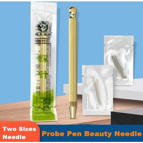 Disposable Sterile Beauty Massage Needles With 1pcs Acupuncture Needle Locator Push Needle Device Brass Probe Pen