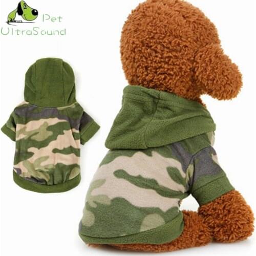 ULTRASOUND PET Autumn Winter Pet Dog Fleece Camouflage Hoodies Sweater Coat Navy Green Color With Warn Material Dog Coat Jackets