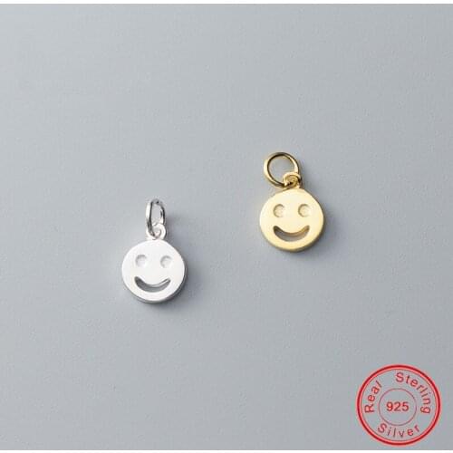 UQBing 925 Sterling Silver 6.5mm Round Coin Smile Face Dangle Charms Fit Women Bracelet Bangle Charms Jewelry
