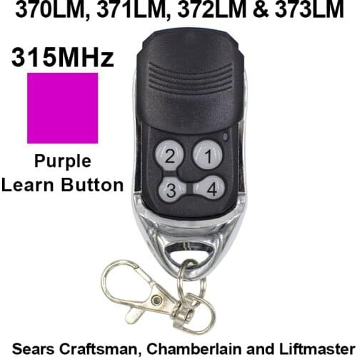2pcs Remote Control Garage Door Opener 373LM Liftmaster Craftsman 370LM 371LM 372LM 374LM Chamberlain Purple Learn button 315mhz