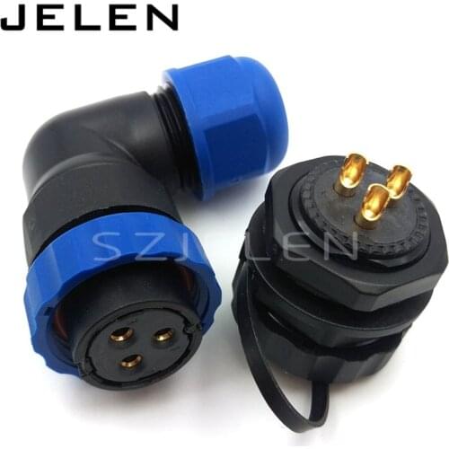 SD20 3pin 90 degree elbow waterproof connector IP68 3 pin female plug male socket LED outdoor wire connectors
