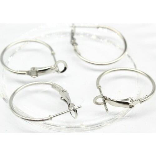 250pcs (125 Pairs) 20mm Rhodium silver tone Plated Earrings Hoop , Hoop Earrings, Dangle, Circle