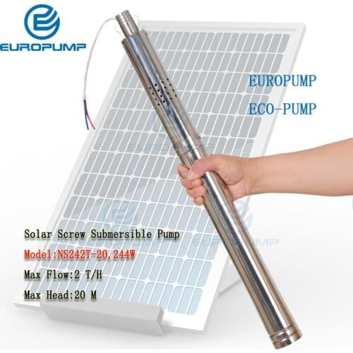 EUROPUMP MODEL(NS242T-20) 24v dc solar water pump, deep well submersible pump 50mm (2 inch ) small diameter With internal contro