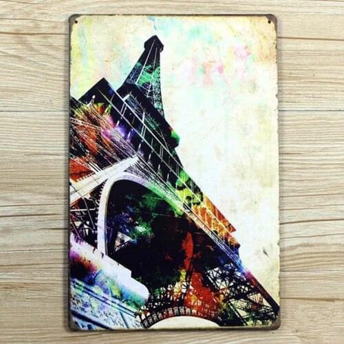 Eiffel Tower Plaque Decoration Paris France Vintage Metal Plates Vintage Signs Wall Decor 20*30 CM