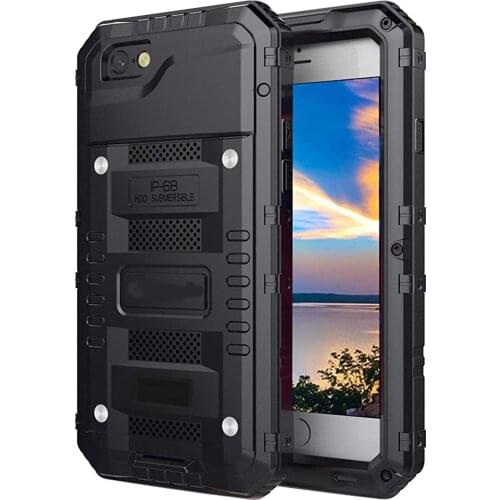 Waterproof Case for iPhone SE 2020, Heavy Duty Durable Metal Full Body Protective Case Built-in Screen Protection Dustproof