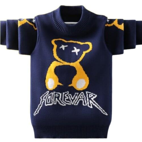 High quality Boys clothes 100% cotton cartoon bear sweaters teenage knitted shirt kids pullovers baby boys soft bottoming shirt