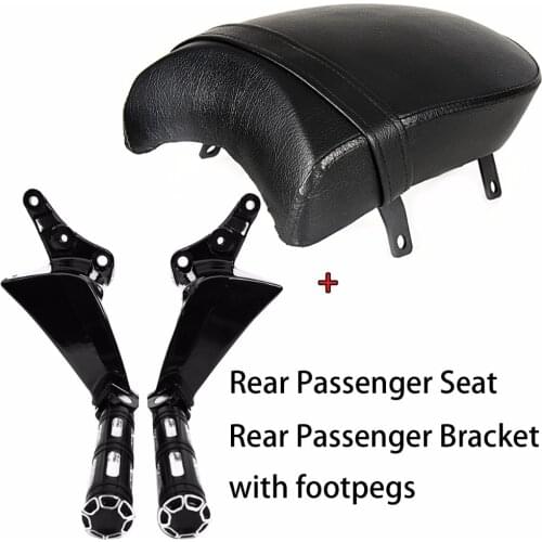 Rear Gloss Black Passenger Seat&Bracket Edge Cut Footpegs For Victory Boardwalk Judge Vegas Highball 2002-2013 Models