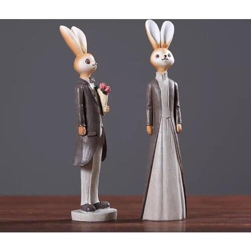 1pcs Modern Fairy Garden Cute Rabbit Family Christmas Friends Girl Resin Gift for Child Doll Micro Landscape Anime Figures Craft