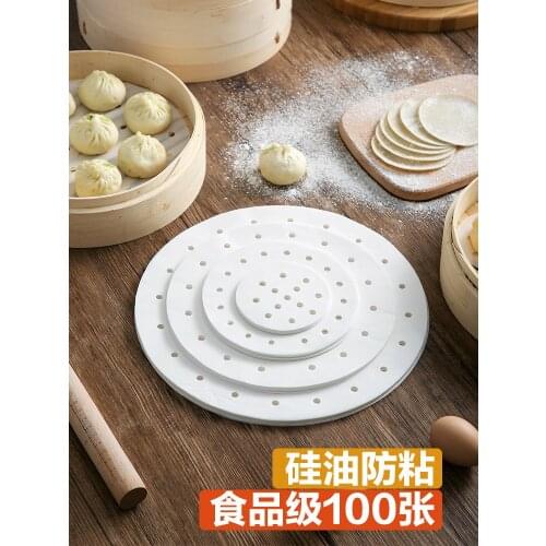 100 PCS disposable steamer paper food special household non-stick steamed stuffed bun pad paper steamer oil pad
