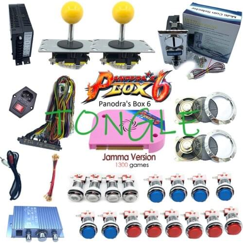 2 Player Original Pandora Box 6 Kit Copy SANWA Joystick,Chrome LED Push Button for DIY Arcade Machine Home Cabinet with Manual