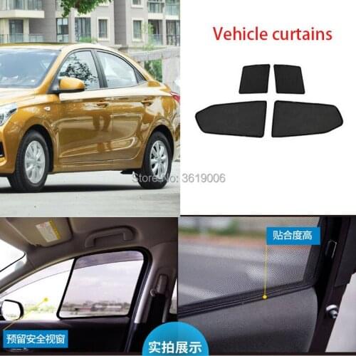 4pcs High-end custom For Hyundai Verna 2018 card type magnetic car curtain sun shade car window shade car styling