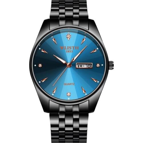 Top Brand Luxury Calendar Blue Watches for Men Luminous Watch Military Sport Analog Wristwatch Steel Waterproof Quartz Male Cloc
