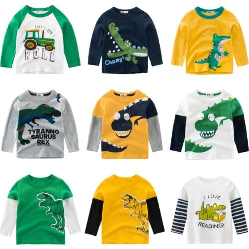 Children Boys Dinosaur Print Autumn T-Shirt Kids Toddler Long Sleeve Cartoon Animals Top Clothing