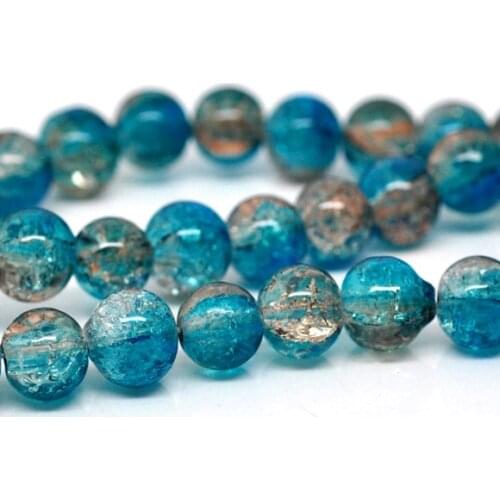 DoreenBeads 5 Strands Water Sticky Bead Blue & Light Coffee Crackle Glass Beads (B12228) yiwu