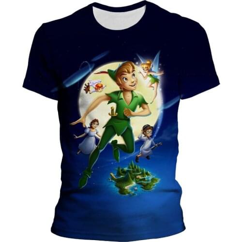 Peter Pan Cartoon Anime Clothes For Boy Girl Kdis Summer Fashion Mens Oversize T Shirt Disney 3D Print Women Oversized Tee Tops