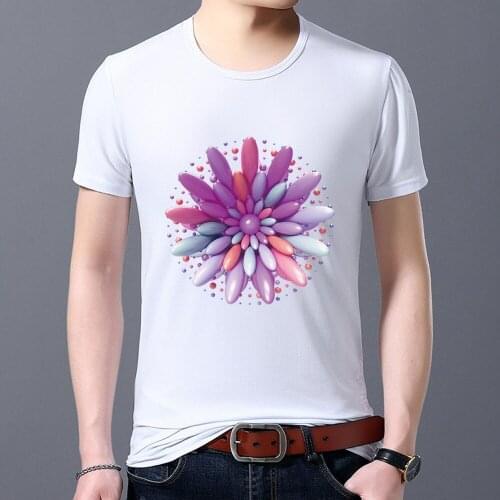 Mens T-shirt Classic White Street Fashion Comfortable Casual Slim Simple 3D Pattern Printing Series O-neck Youth Short Sleeve