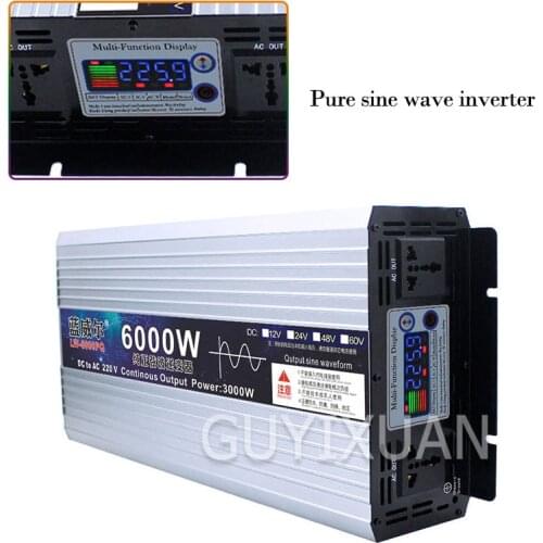 Inverter 4000/6000W DC 12/24V to AC 220V modified sine wave inverter transformer LCD display