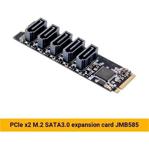 JMB585 M.2 To NGFF 5 Ports SATA3.0 Adapter Card M.2 Key M SATA3.0 Expansion Card For PC Laptop Dropshipping