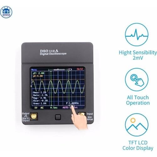 DSO112A Pocket Oscilloscope 2MHz Bandwidth 5M Sampling Full Screen Touch Portable Digital Oscilloscope