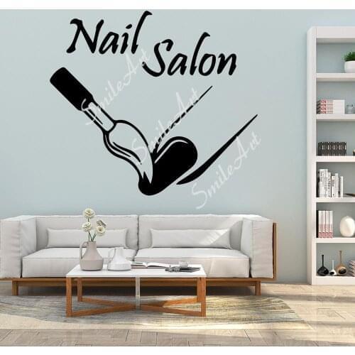 Creative Nail Salon Decal Removable Vinyl Mural Poster For Kids Rooms Decoration Removable Decor Wall Decals