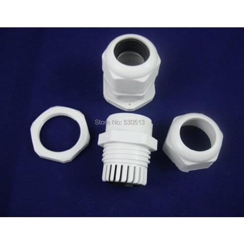 LOT OF 5PCS PG24 Waterproof Cable Connector Gland Dia. 15-22mm NYLON 66 94V-2 White color High quality