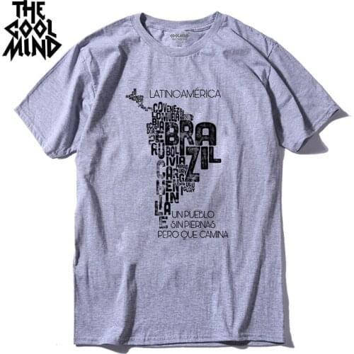 COOLMIND QI0128A 100% Cotton map printed crewneck Men T Shirt cool comfortable knitted short Sleeve Casual Man T-Shirt