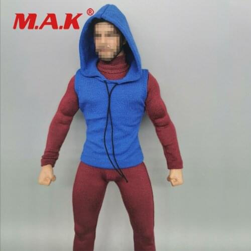 1/6 Male Blue Hooded Sweater Jacket /Red Jumpsit For Muscle Body M34 M35