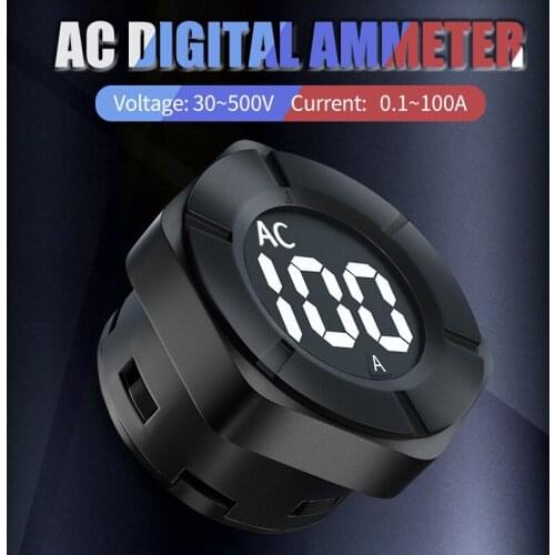 Peacefair Single Phase Digital Amp Meter Smart Electric Ammeter Round LCD AC Display 30-500V With Open CT PZEM-024A 100A