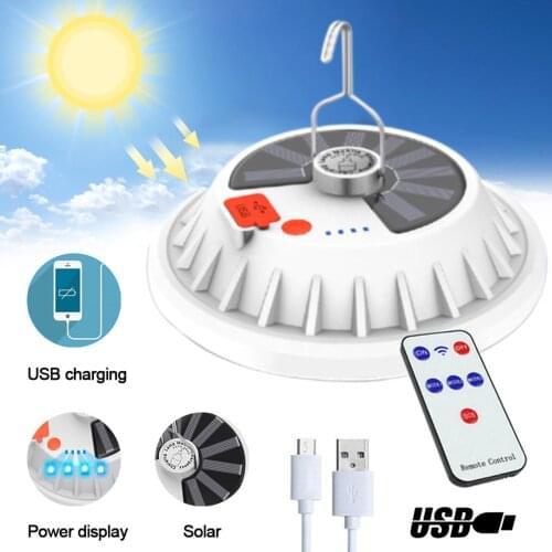 Rechargeable LED Bulb Lamp Remote Control Solar Charge Lantern Portable Emergency Night Tent light Outdoor Camping Home lighting